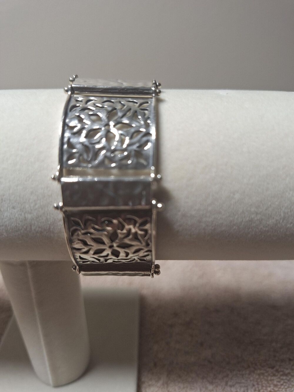 Sterling silver cuff bangle panel bracelet from Israel 7 inches 37.5 grams
